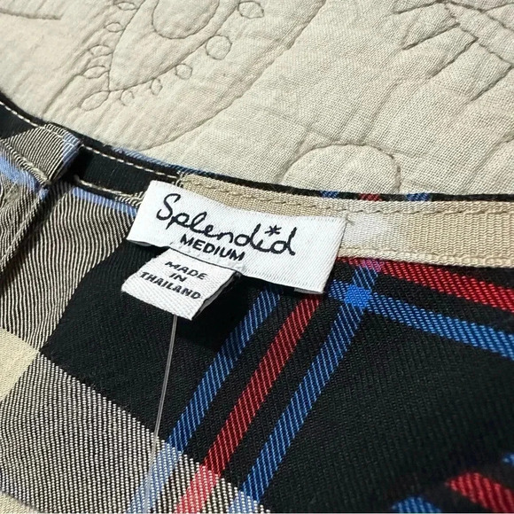 NWT Splendid Plaid Button Down Back Top Size M - Picture 3 of 7